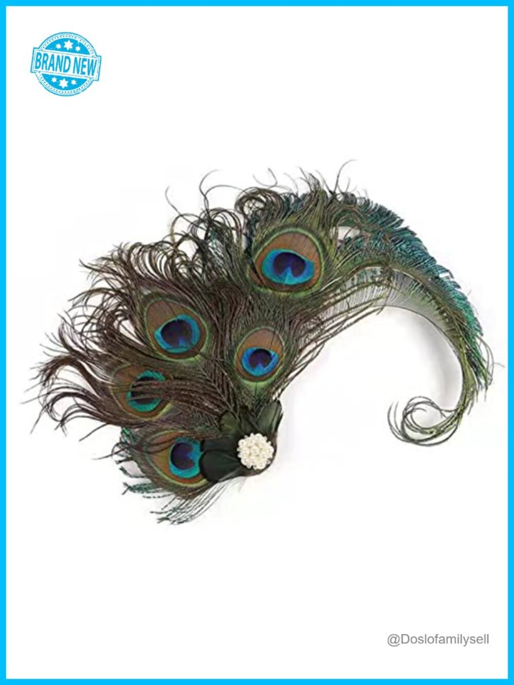 Peacock Feather Hair Clip Fascinator Rhinestones Clamp Party